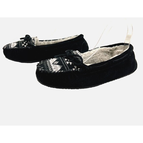 Minnetonka Britt Knit Plug Trapper Black Suede Women's Slipper - Size  10 - Picture 3 of 6